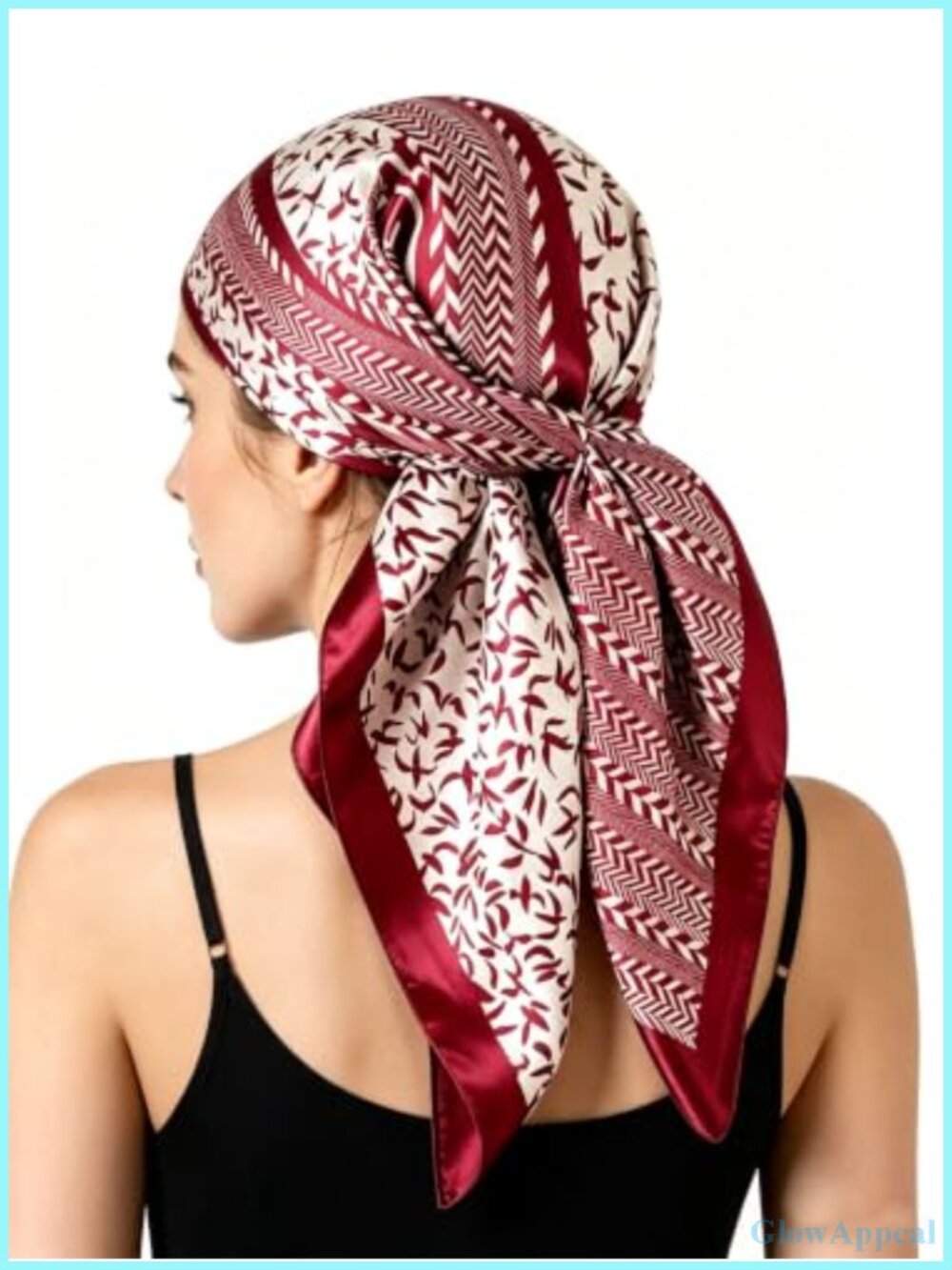 Burgundy Satin Head Scarf for Women Square Hair Wrap Silk Like Shawl 35x35 poly